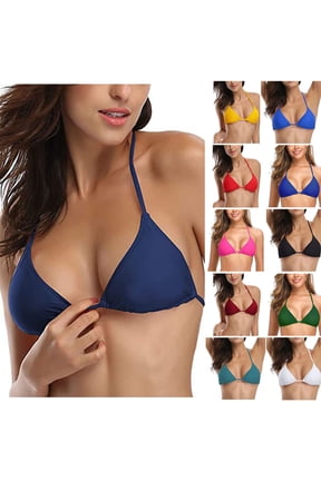 Women's Triangle Bikini Top Push up Padded Halter String Bathing Suits Top