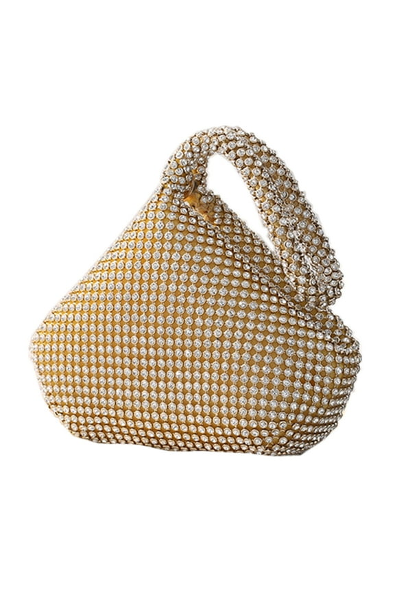 Women's Triangle Bling Glitter Purse Sparkly Clutch Evening Luxury Bags Party Prom, L, Golden