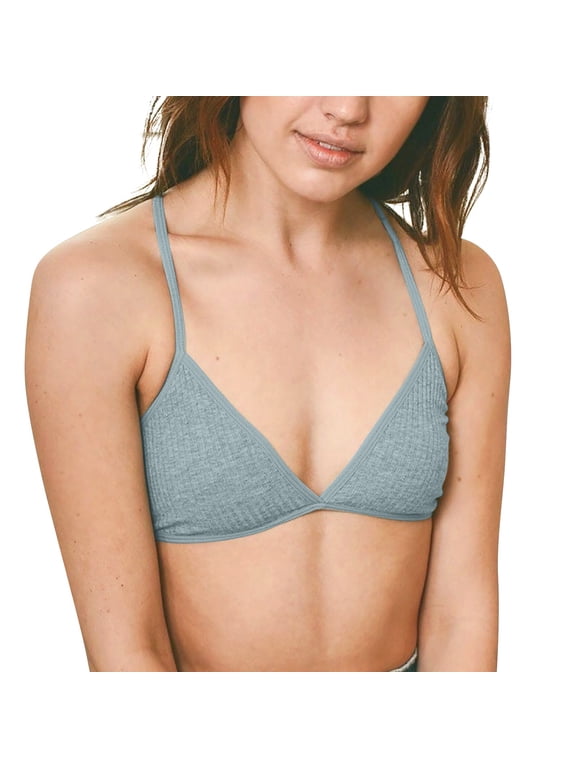 Women's Triangle Bralette No Underwire Plunge Unlined Ribbed Soft Wireless Bra V Neck Sexy Everyday Women's Bikini Top Swimsuit Top Surf & Beachwear Back Design Bralette
