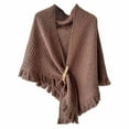 thumbnail image 1 of Women's Triangle Knotted Shawl Wraps Knitted Sweater Scarf Cardigan Cape Brown One Size, 1 of 4