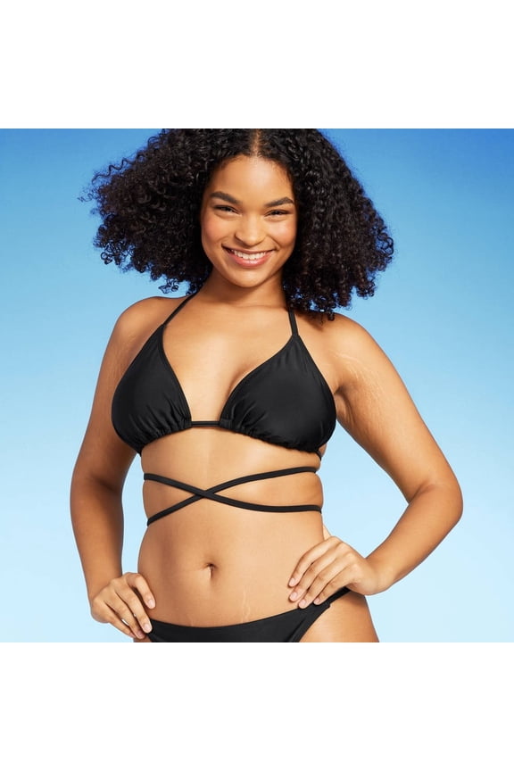 Women's Triangle Wrap Bikini Top - Wild Fable Black XS