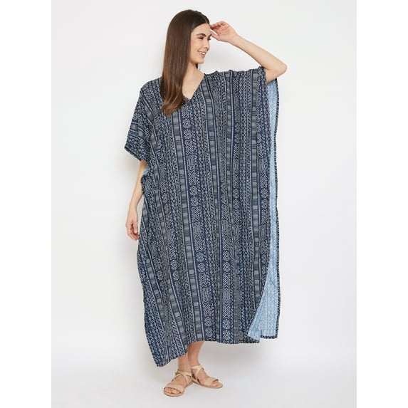 Women's Tribal Print Plus Size Kaftans Dress Polyester Long Maxi Kimono for Ladies Casual Nightwear Gypsy Caftan Dresses Online