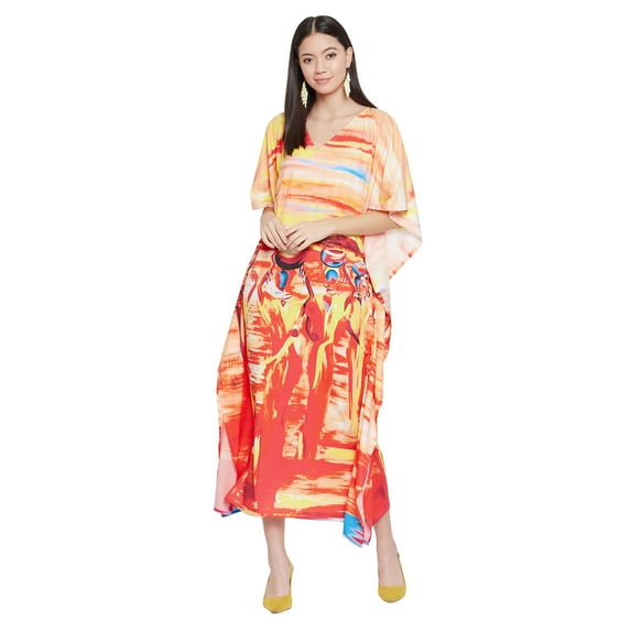 Women's Tribal Print Plus Size Kaftans Dress Polyester Long Maxi Kimono for Ladies Casual Nightwear Gypsy Caftan Dresses Online