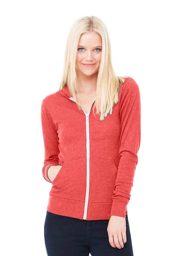 Women's Triblend Full-Zip Lightweight Hoodie
