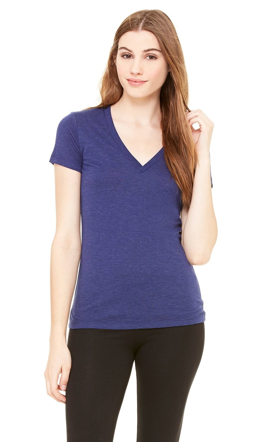 Women's Triblend Short-Sleeve Deep V-Neck T-Shirt