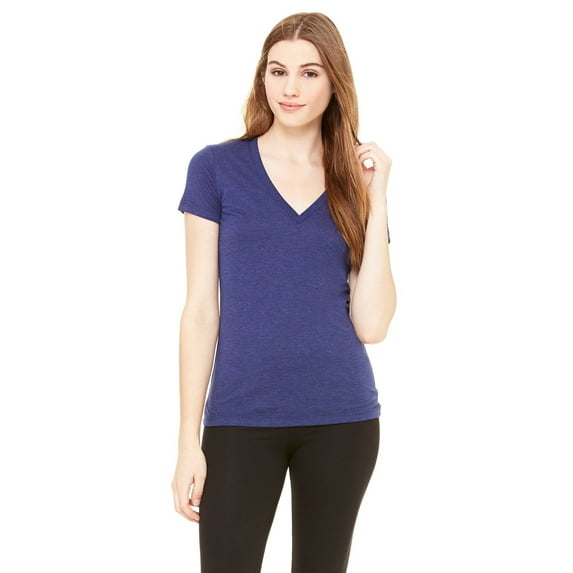 Women's Triblend Short-Sleeve Deep V-Neck T-Shirt