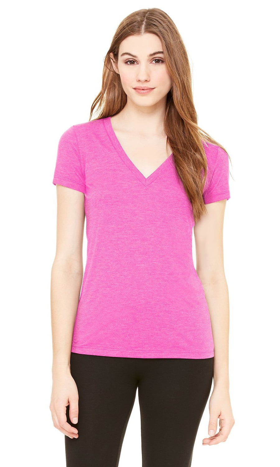 Women's Triblend Short-Sleeve Deep V-Neck T-Shirt