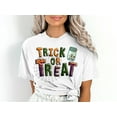 thumbnail image 1 of Women's Trick or Treat Eyeballs Spiderweb Halloween T-Shirt, 1 of 11