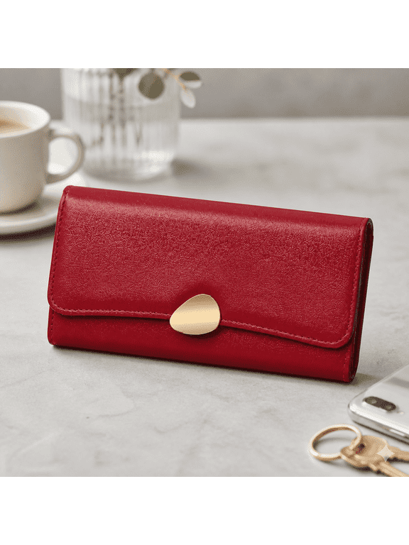 Women's Trifold Wallet PU Leather Clutch with Large Capacity, 9 Card Slots, ID Window, and Zipper Pocket for Cash and Coins, Purse for Daily Use