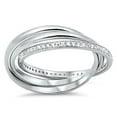 thumbnail image 1 of Women's Triple Band White Cubic Zirconia Eternity Ring .925 Sterling Silver Jewelry Female Size 6, 1 of 4