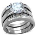 thumbnail image 1 of Women's Stainless Steel Engagement Ring with 9mm AAA Grade CZ in Clear - Size 9, 1 of 4