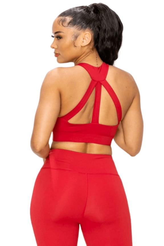 Women's Triple Threat Activewear Sports Bra - Crimson, L