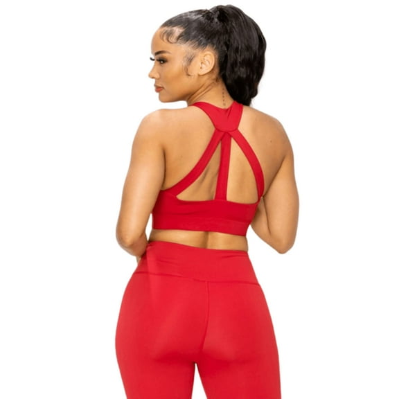 Women's Triple Threat Activewear Sports Bra - Crimson, S