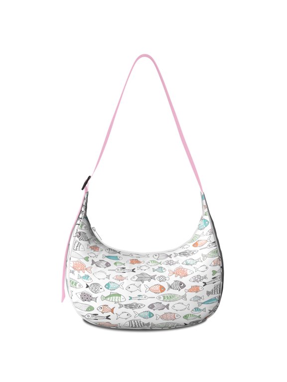 Women’s Tropical Fish Shoulder Bag – Artistic Marine Life Print, Water-Resistant Lightweight Crossbody Purse Featuring Beach Coral and Nautical Ocean Theme, Spacious Durable Travel Tote