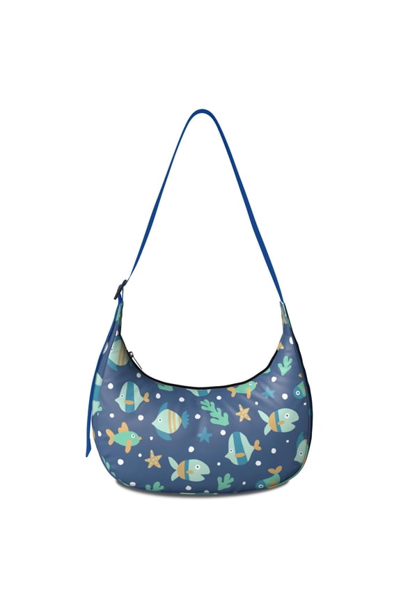 Women’s Tropical Fish Shoulder Bag – Artistic Marine Life Print, Water-Resistant Lightweight Crossbody Purse Featuring Beach Coral and Nautical Ocean Theme, Spacious Durable Travel Tote