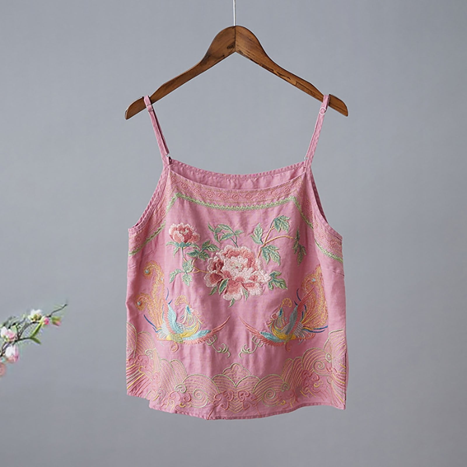 Women's Tropical Floral Print Cami Top Spaghetti Strap Boho