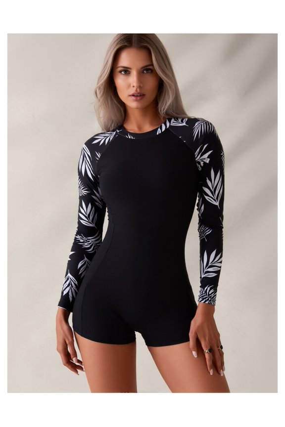 Women's Tropical Print One-Piece Swimsuit, Slim-Fitting & Figure-Flattering for Beach Vacation