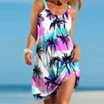 thumbnail image 1 of Women's Tropical Print Summer Dress Sleeveless Scoop Neck A-Line Mini Slip Dress Floral Pattern Casual Flowy Sun Dress For Holiday Beach Party, 1 of 7