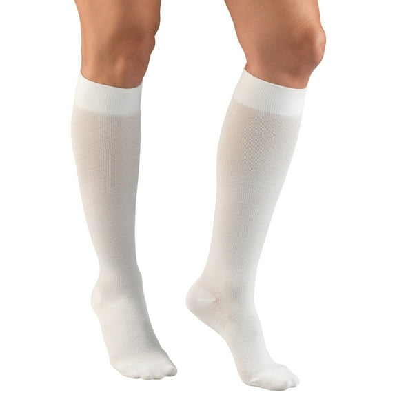 Women's Trouser Socks, Dress Style, Diamond Pattern: 15-20 mmHg, White, X-Large