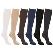 Women’s Trouser Socks, Opaque Stretchy Nylon Knee High, Many Colors, 6 or 12 Pairs (Assorted A, 6 Pair)