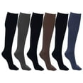 thumbnail image 1 of Women’s Trouser Socks, Opaque Stretchy Nylon Knee High, Many Colors, 6 or 12 Pairs (Assorted B, 6 Pair), 1 of 4