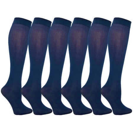 Women’s Trouser Socks, Opaque Stretchy Nylon Knee High, Many Colors, 6 or 12 Pairs (Navy, 6 Pair) price history and forecast - Winterlace