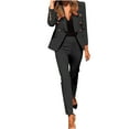 thumbnail image 1 of Women's Trouser Suits ,Two Piece Suit Set Petite Ladies Suit Blazer Jacket + High Waist Trousers Pants Notched Collar Regular Fit Work Office Casual Smart Elegant Blazer Outfits, 1 of 5