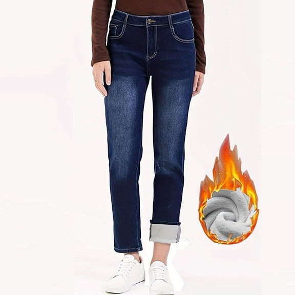 Women's Trousers in Large Size Stretch Jeans with Loose Semi-Elastic Fit for Casual Wear, Featuring Comfortable Material, Perfect for Everyday Outfits, Fall Events, and Lounge,Dark Blue,XL