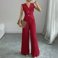 thumbnail image 1 of Women's Trousers Suit 2 Piece Set Wear Button Vest With Elastic Waist Pants Business Casual Outfit For Summer Daily Work And Meetings Maternity Rompers And Jumpsuits Woman Pants Suits for Size Suits, 1 of 5