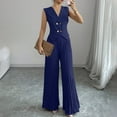 thumbnail image 1 of Women's Trousers Suit 2 Piece Set Wear Button Vest With Elastic Waist Pants Business Casual Outfit For Summer Daily Work And Meetings Maternity Rompers And Jumpsuits Woman Pants Suits for Size Suits, 1 of 6