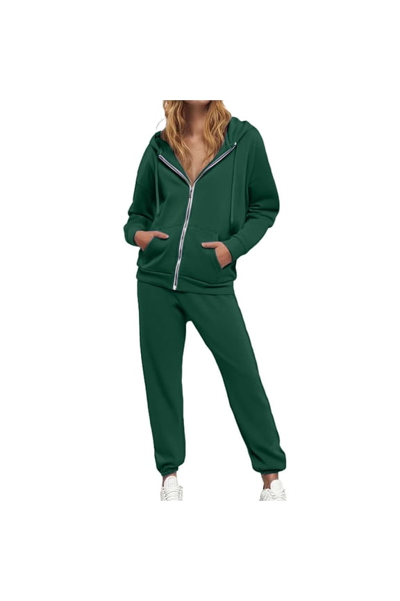 Women's Trousers Suit Women Fashion Solid Casual Drawstring Hoodie High Waist Trousers Two Set for Everyday Wear