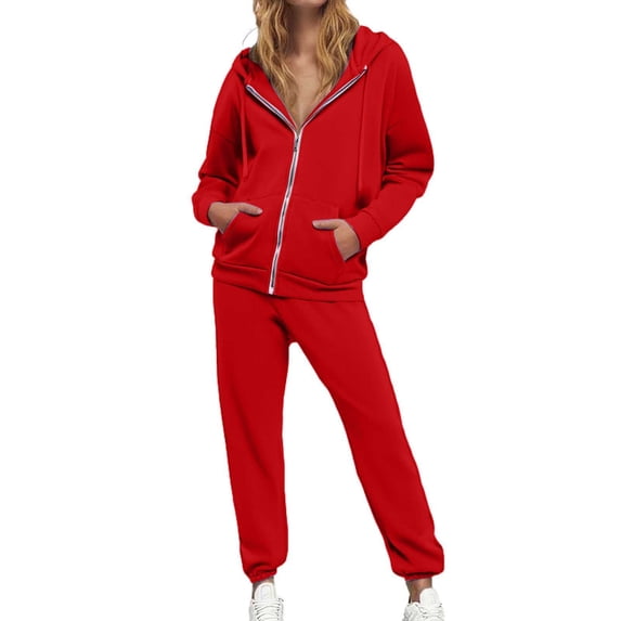 Women's Trousers Suit Women Fashion Solid Casual Drawstring Hoodie High Waist Trousers Two Set for Everyday Wear