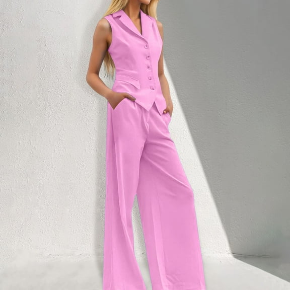 Women's Trousers Suit Set Casual Vest With Pockets For Everyday Wear Stylish Summer Outfit Pairing With Heels Comfortable And Machine Washable Activewear Snow Women Ladies Working Suits And Dresses