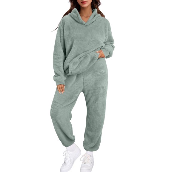 Women's Trousers Suit Stylish Two-Piece Outfit with Long Sleeve Top Comfortable Sweatshirt and Sweatpants for Casual Autumn Wear