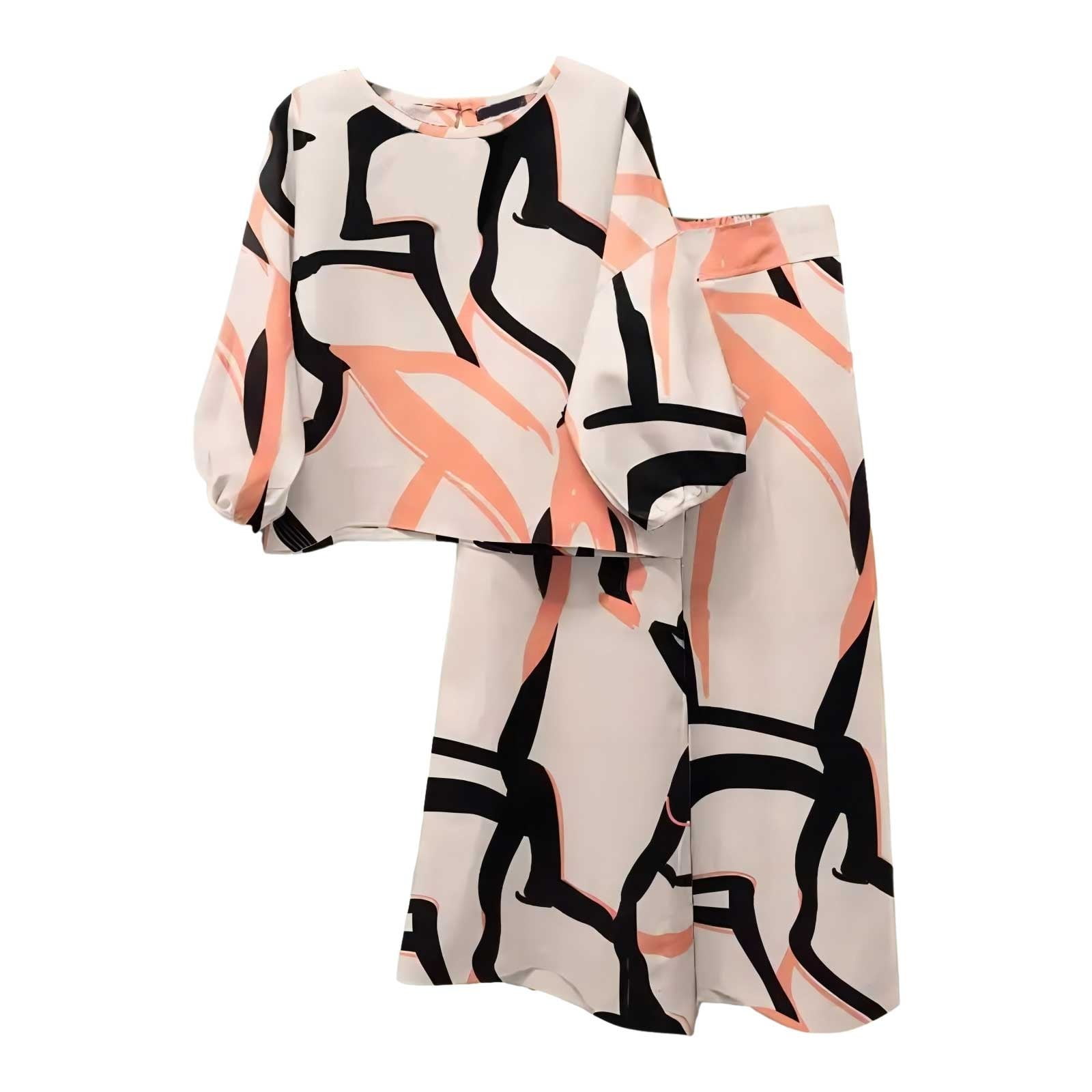 Women's Trousers Suit Women's Geometric Printed Casual Matching Set