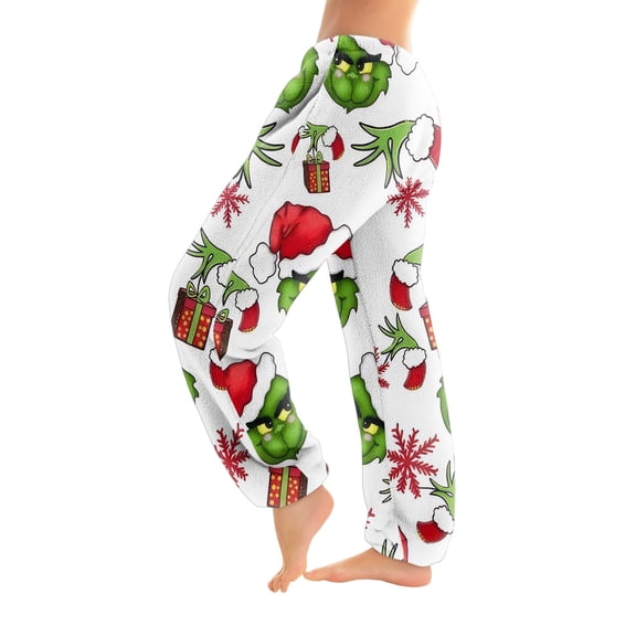Women's Trousers With Cuffs Christmas Print Casual Pants And Pajamas