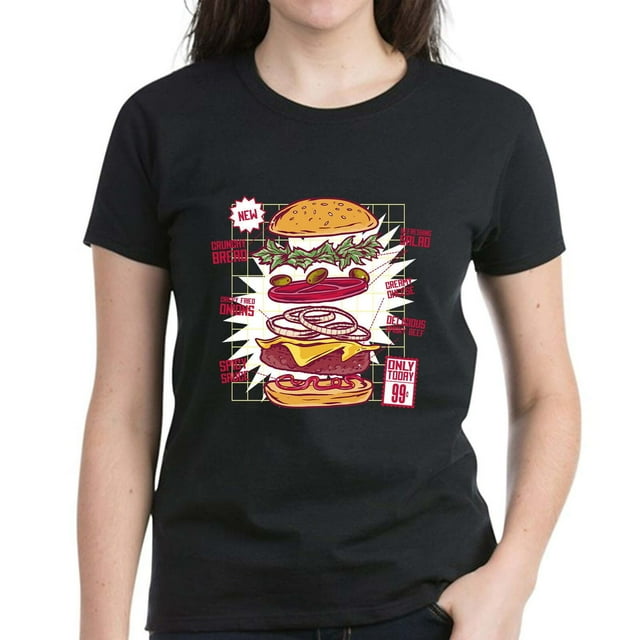 Women's Tshirt Burger Scheme Shirt Fashion Comfortable - Walmart.com