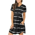 thumbnail image 1 of Women's Tshirt Dress, Fashion Print Pocket Round Neck Short Dress, Summer Simple Casual Mini Dresses Empire Waist, 1 of 6