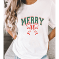 thumbnail image 1 of Women's Tshirt Graphic Tees Shirts Merry Christmas Red Bow Classic Design Casual Tops S-5XL, 1 of 5