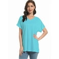 thumbnail image 1 of Women's Tshirts Casual V Neck Short Sleeve Loose Summer Tunic Tops, 1 of 6