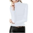 thumbnail image 1 of Women's Tshirts Plus Size Turtleneck Slim Fit Ultrathin Undershirt Long Sleeve Solid Color Stretchy Basic T Shirt Top Summer Casual Tee Tops, 1 of 5