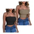 thumbnail image 1 of Women's Tube Top Sets Two Pack Solid Colors Stretchy Comfort Fit Summer Sports Fashion Polyester Blend Bandeau Strapless Casual Essentials​, 1 of 5