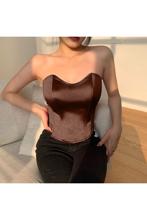 Women's Tube Tops In Store Under $10 Free Shipping Fashion Solid Fishbone Girdling Backless Tanks Top Short Breast Wrap