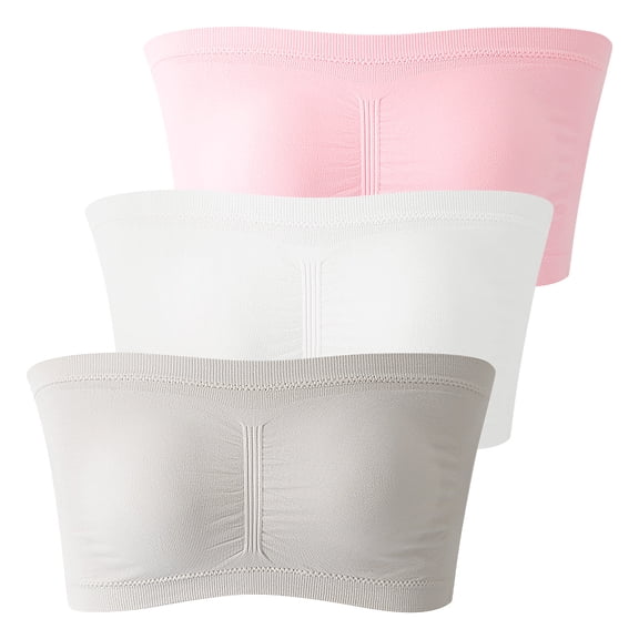 Women's Tube Tops Plus Size 3 Pack Stretch Strapless Bras Breathable And Wireless Bra