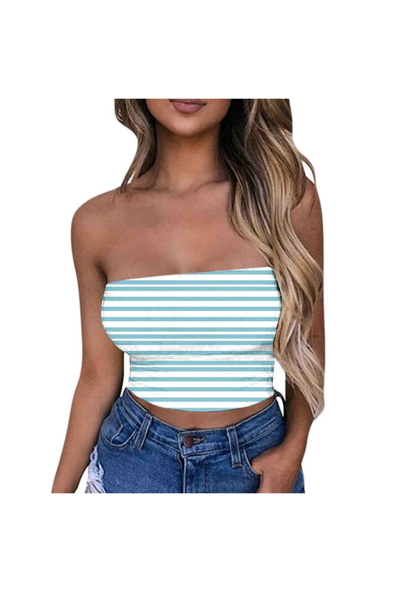 Women's Tube Tops Plus Size Printed Strapless Yoga Exercise Chest Wrap Pullover