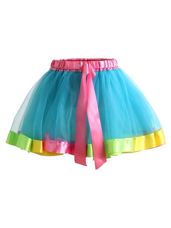 Women's Tulle Mimi Skirt Patchwork Color Mesh Elastic High Waist Layered A-Line Tutu Club Party Skirt Womens Fashion Pleated Gauze Short Skirt
