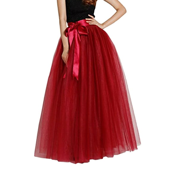 Women's Tulle Puffy Skirt High Waist Knee Length 6-Layered Wedding Party Midi Homecoming Prom Dress
