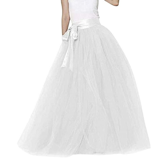 Women's Tulle Puffy Skirt High Waist Knee Length 6-Layered Wedding Party Midi Homecoming Prom Dress