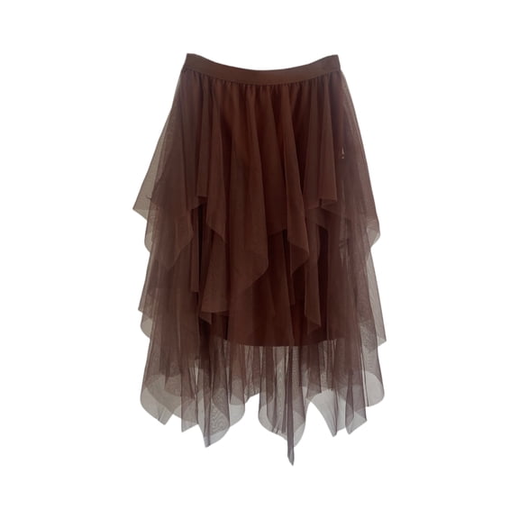Women's Tulle Skirt Elastic Waist Layered A-Line Midi Irregular Mesh Skirt for Daily Wear, Party, Halloween Costumes