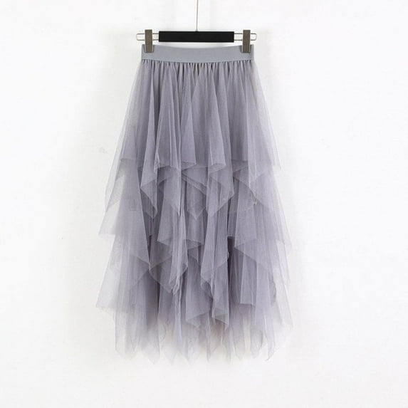 Women's Tulle Skirt Formal High Low Asymmetrical Elastic Waist Tutu Skirts